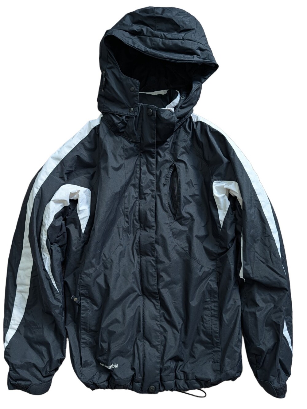 Columbia Womens Black White Insulated Hooded Outdoor Rain Ski Jacket Size Small